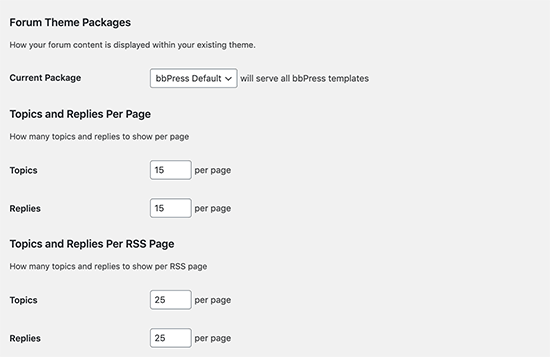 Forum display settings