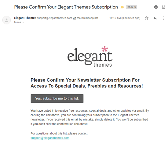 Confirmation email (double optin) from Elegant Themes Confirmation email (double optin) from Elegant Themes