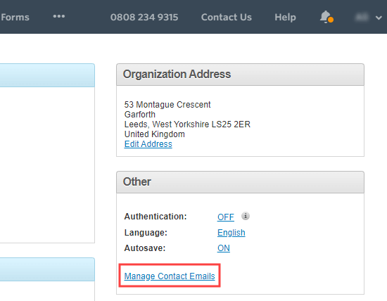 Click the 'Manage Contact Emails' link in your account settings Click the 'Manage Contact Emails' link in your account settings