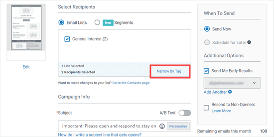 Narrowing your Constant Contact list by tag before sending an email Narrowing your Constant Contact list by tag before sending an email